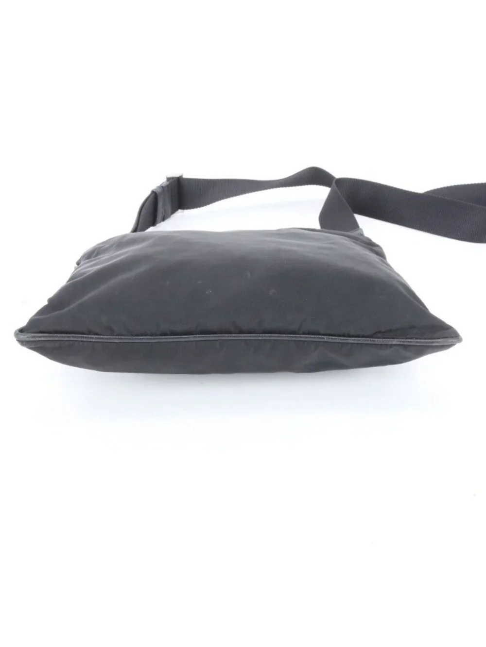 Prada Tessuto Nylon Triangle Logo Leather Shoulder Bag Crossbody Black - Picture 4 of 7